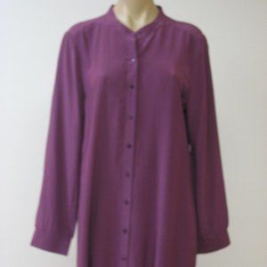 EILEEN FISHER Silk Mandarin Collar Tunic